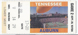 1987 NCAA College Football Ticket Stub Auburn @ Tennessee September 26th 9/26/87 - £11.57 GBP