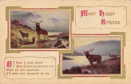 Many Happy Returns Deer St. Paul Kansas Postcard D51 - £2.33 GBP