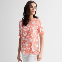 Women&#39;s Croft &amp; Barrow® Elbow Sleeve Printed Basic Tee, Size: XL, Pink S... - $12.99