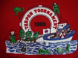 Vintage Watkins Tarpon Tournament 1993 Red T Shirt Size XL - £13.32 GBP