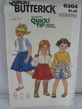 Vintage Butterick 6304 EASY Childs Skirt size 6X Uncut Factory Folded - $111.31 MXN