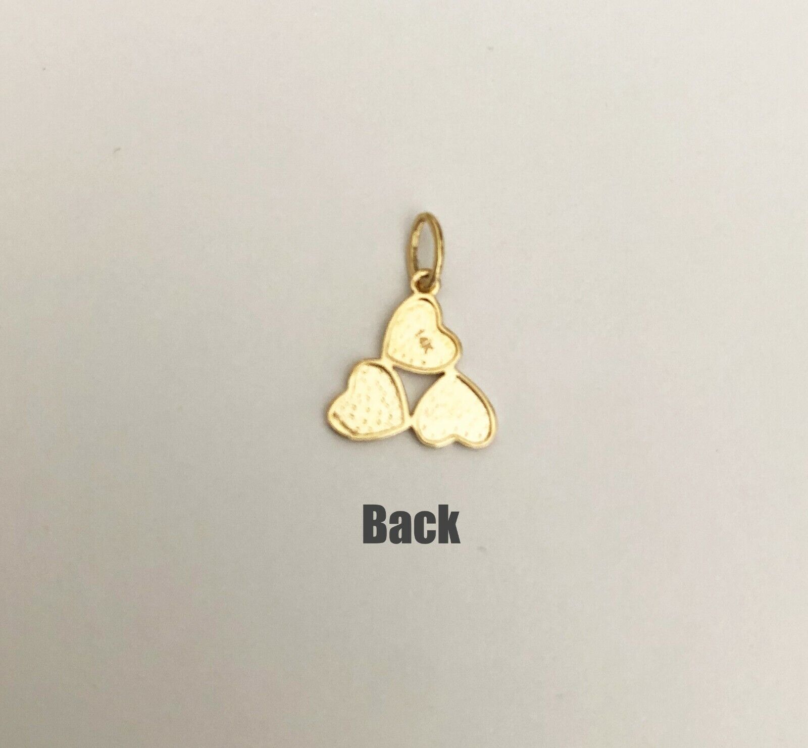 14k Yellow Gold Tiny triple heart charm pendant Item image 2