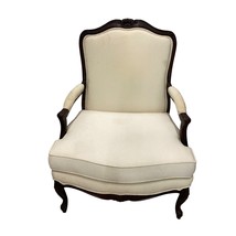 Sherrill Upholstered Carved Dark Wood Claw Art Handles Comfy Arm Chair - $599.00
