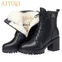 Women Motorcycle Boots Winter New Genuine Leather Platform Ladies Military Boots - £92.64 GBP