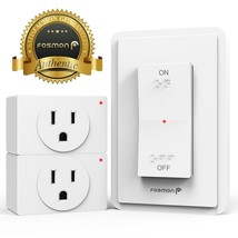 Fosmon [ETL Listed] On OFF Braille Wire Free Wall Switch Wireless 2 Outl... - $30.99