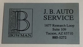 JB Auto Service Vintage Business Card Tucson Arizona bc2 - £3.19 GBP