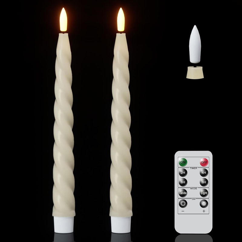 Eldnacele Flameless Flickering Taper Candles with Remote and Timer, Battery Oper Item image 9