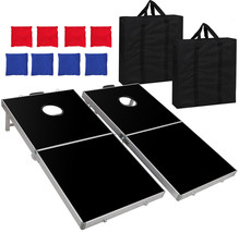 Black 4 x 2FT Aluminium Cornhole Bean Bag Toss Game Set Pro Regulation Size - £92.02 GBP