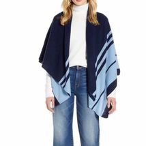 Halogen 100% Cashmere Stripe Wrap Shawl Scarf, Blue/Black Luxury Cashmer... - $125.00