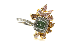 Fancy Intense Green &amp; Pink Diamond Engagement Ring 1.61ct Natural VS1 GIA 18K - £43,558.80 GBP