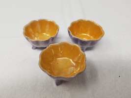Japanese Cup Purple Orange Porcelain Pedestal Small Set of 3 - £15.11 GBP