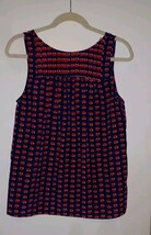 Kenar Blouse Women’s Blue and Red Hearts Sleeveless Size Small - $11.99