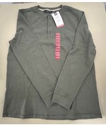 Members Mark Thermal Henley Long Sleeve 3 Button Men’s XL Green Midnight  - $12.42