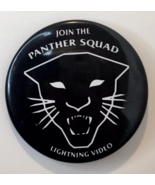 Join The Panther Squad Lightning Video Button Pin Black &amp; White Pinback - £11.79 GBP