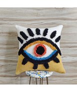 Evil Eye Hand Tufted Cotton Cushion Cover Decorative Pillow Cover - £35.30 GBP