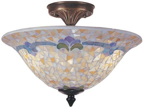 Ceiling Fixture DALE TIFFANY JOHANA 3-Light Antique Brass Mosaic Metal On,Off - $200.00