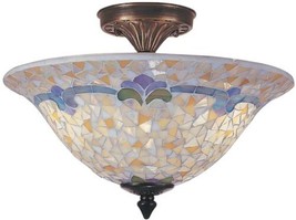 Ceiling Fixture Dale Tiffany Johana 3-Light Antique Brass Mosaic Metal On,Off - £160.85 GBP