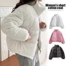 Corduroy Padded Quilted Jacket Short Winter Coat Bread Jacket Zipper Womens - $30.80