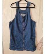 Pep &amp; Co Short Blue Denim Dungaree Dress Women Sleeveles Cotton Button S... - £22.78 GBP