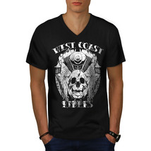 Rider Death Skull Biker Shirt Chopper UK Men V-Neck T-shirt - £10.38 GBP