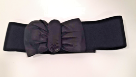 Vintage 1980’s Womens Belt Cummerbund Black Stretch Bow Accent Faux Snak... - $11.21