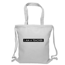 Eco Bag I am a teacher Custom Handbags Canvas Drawstring Backpacks School Bags - £8.83 GBP