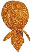 Paisley Doo-Rag Skull-Cap Usa Made With Sweatband Chemo Du-Bandana (Orange Paisl - £8.64 GBP