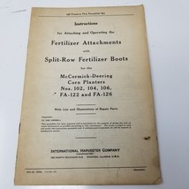 McCormick Deering Fertilizer Attachments Split-Row Boots 1940 Instructions Parts - £14.16 GBP