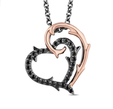 Enchanted Black Rhodium Silver 1/5 CTTW Black Diamond Maleficent Heart Pendant - £112.39 GBP