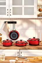 Pietra 7 Piece Enamel Cookware Set Red - £249.62 GBP