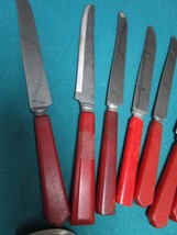 BAKELITE RED HANDLE, 10 PCS, KNIVES AND SPOONS - £58.40 GBP