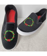 ISAAC MIZRAHI Women’s Black Christmas Holiday Shoes Wreath SIZE 8 - £14.02 GBP