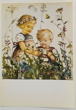Hummel 5893 Sweet Children Picking Daisies Josef Mueller Postcard R1 - £7.02 GBP