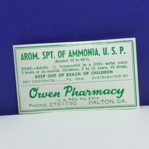 Drug store pharmacy ephemera label advertising Owen Dalton Georgia GA am... - £9.26 GBP