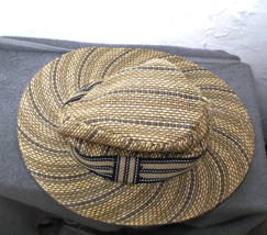 Brokers and Consultants Fedora Style Hat - Straw Type, Striped Pattern - Small - £20.19 GBP