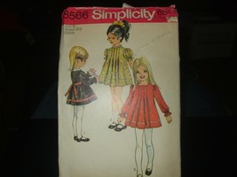 Simplicity 8566 Girl's Pin-Tucked Front Dress Pattern - Size 6X Chest 25 1/2 - $17.61