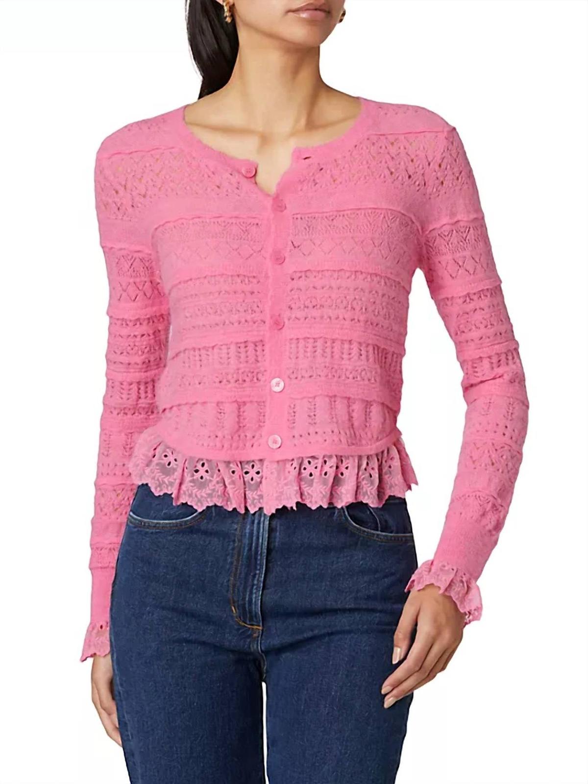 Loveshackfancy norden fluffy pointelle cardigan size XS - $200.97