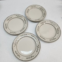 Set Of 4 Newcor New Port Salad Plates Retired Grey White Flower Floral Pattern - £13.18 GBP