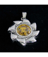 Sterling silver Spiral shaped Pendant with a Beautiful round cut Sparkli... - $55.00