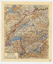 1939 Vintage Map Of Western Switzerland Bern Geneva Mont Blanc / Alps - £14.13 GBP