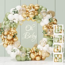 Baby Shower Decorations For Boy Girl - 183Pcs Sage Green Balloon Arch Kit And Ba - £31.12 GBP