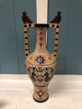 12” Vase Hand Painted Sgraffito art pottery Inca Urn Peruvian Unsigned Folk Art - £53.59 GBP