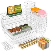 25Pcs Extra Sturdy Clear Plastic Trays With 100Pcs Non-Slip Pads, 4 Sizes Desk D - $42.99