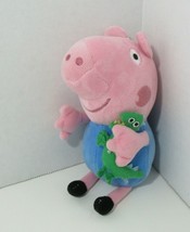 Peppa Pig Ty beanie baby Plush George holding Dinosaur w/ metal keychain clip - £10.31 GBP