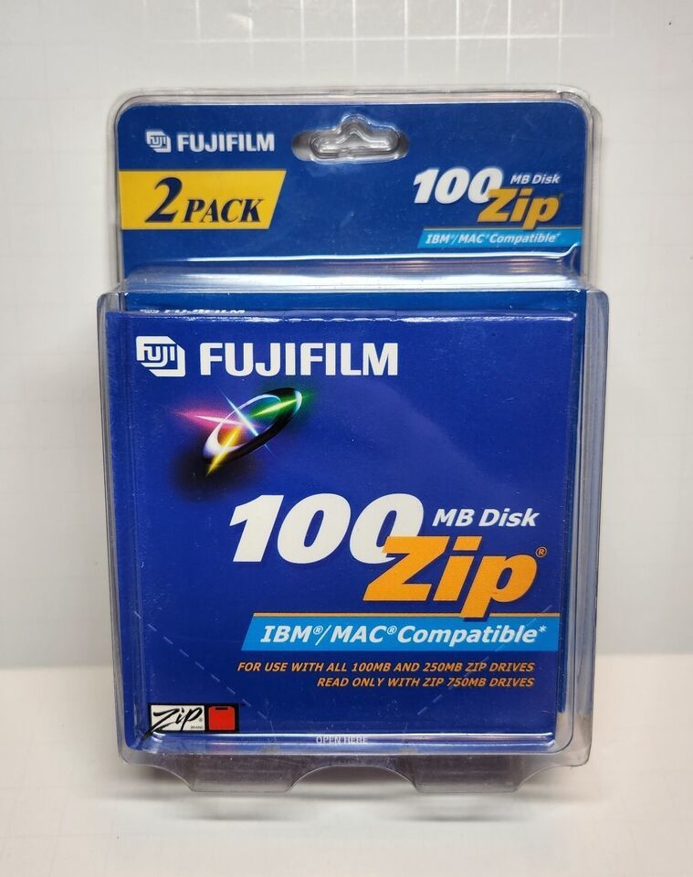 Sealed Pack of 2 Fujifilm 100 MB Zip Disks for IBM or Mac - $7.70