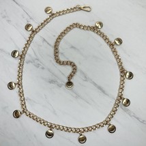 Smiley Face Charm Gold Tone Metal Chain Link Belt OS One Size - £15.58 GBP