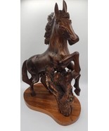 Vintage Hand Carved Rearing Wooden Stallion Horse Sculpture 20&quot; tall Jap... - £97.82 GBP