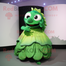 Green Piranha mascot costume character dressed with a Ball Gown and Mittens - $1,339.00