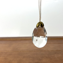 Vintage Christmas Acrylic &amp; Brass Prism Clear Teardrop Pendalogue Ornament - $12.95