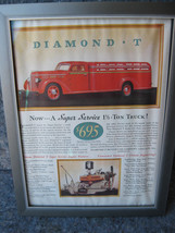 Vintage Framed Diamond T Truck Company Ad - $10.88